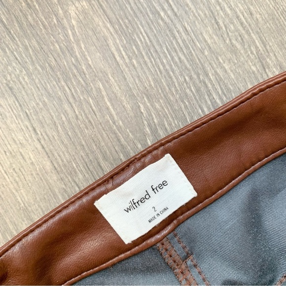 Aritzia Wilfred Rebel Pants Brown Faux Vegan Leather High rise Waist Size 2 - Picture 6 of 8
